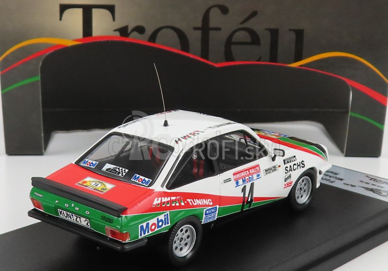 Trofeu Ford england Escort Mkii Rs 2000 N 14 Rally Hunsruck 1984 M.werner - M.feltz 1:43 Biela červená zelená