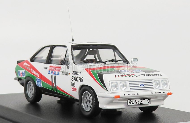 Trofeu Ford england Escort Mkii Rs 2000 N 14 Rally Hunsruck 1984 M.werner - M.feltz 1:43 Biela červená zelená