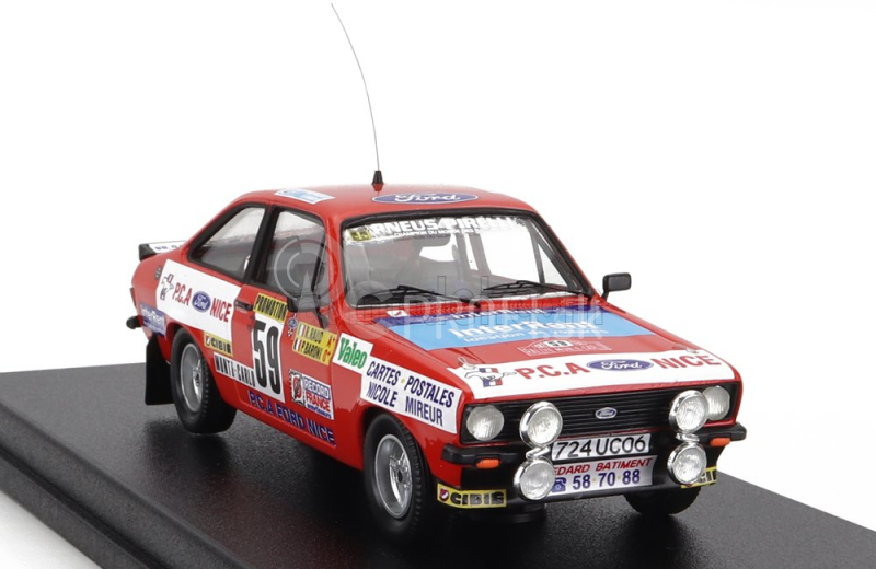 Trofeu Ford england Escort Mkii Rs2000 (nočná verzia) N 59 Rally Montecarlo 1982 C.baroni - R.baud 1:43 Red