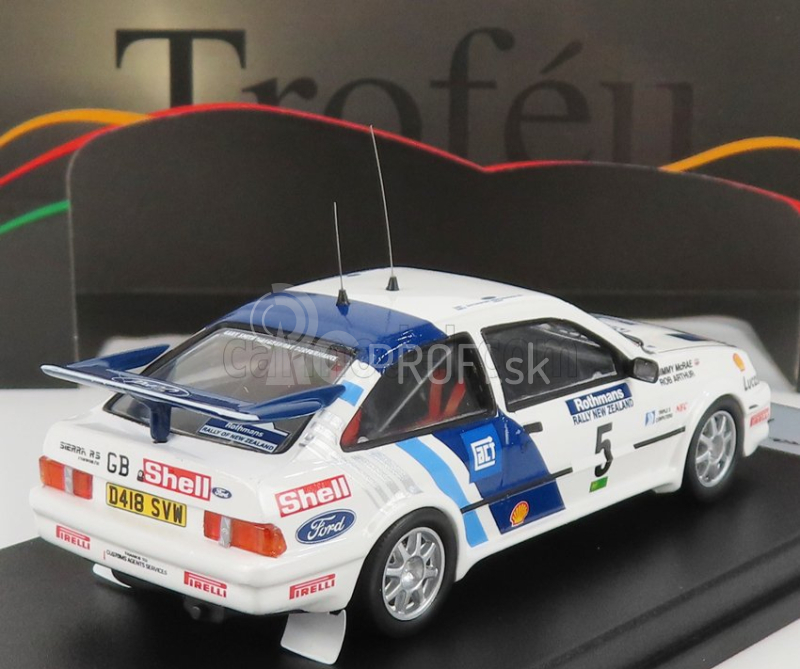 Trofeu Ford england Sierra Rs Cosworth N 5 Rally Nový Zéland 1989 J.mcrae - R.arthur 1:43 Biela Modrá