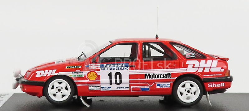 Trofeu Ford england Sierra Xr4x4 (nočná verzia) N 10 Rally Nový Zéland 1988 B.stokes - G.adams 1:43 Červená Biela