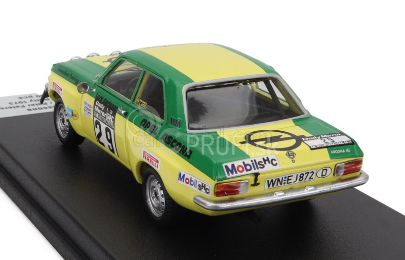 Trofeu Opel Ascona 1.9 Sr (nočná verzia) N 29 8. Rally Rac Lombard 1973 Lars Carlsson - Peter Petersen 1:43 Zelená Žltá