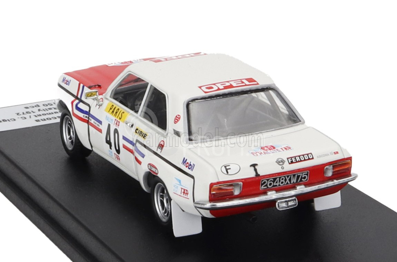 Trofeu Opel Ascona (nočná verzia) N 40 Rally Tap 1972 Marie Claude Beaumont - Christine Cicanot 1:43 Biela červená