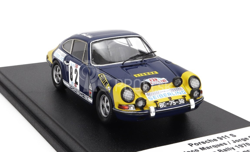 Trofeu Porsche 911s Coupe N 82 Tap Rally 1970 Colaco Marques - Jorge Cirne 1:43 Modro-žltá