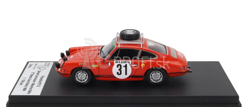 Trofeu Porsche 911s Coupe (nočná verzia) N 31 2nd Rally Montecarlo 1969 Gerard Larrousse - Maurice Gelin 1:43 Orange