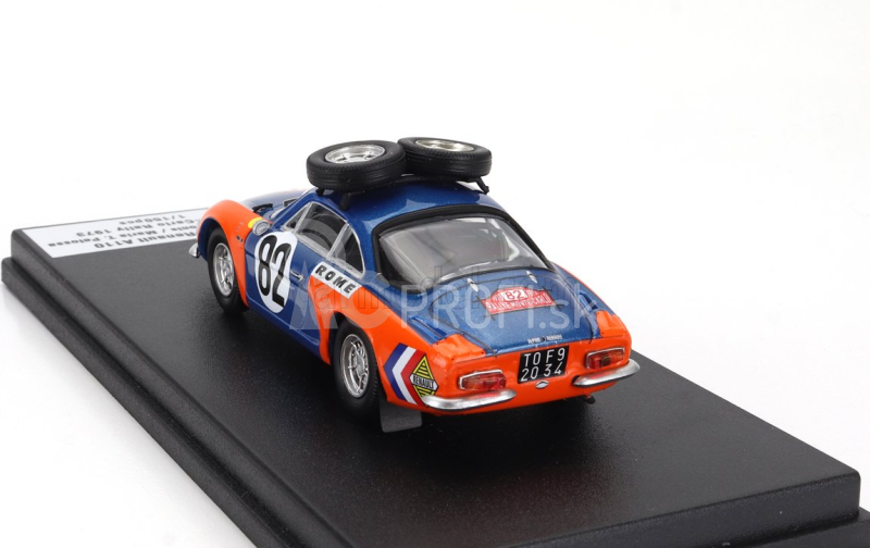 Trofeu Renault A110 Alpine (nočná verzia) N 82 Rally Montecarlo 1973 Umberto De Bonis - Maria T.pelossa 1:43 Modrá oranžová