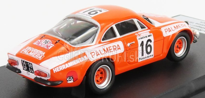 Trofeu Renault Alpine A110 N 16 Rally Firestone 1976 I.sunsundegui - J.larrinaga 1:43 Oranžová biela