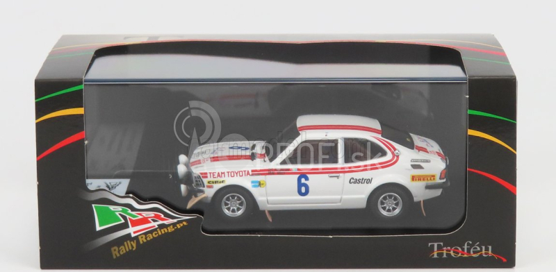 Trofeu Toyota Corolla Levin (nočná verzia) N 6 Rally Acropolis 1975 O.andersson - A.hertz 1:43 Biela červená