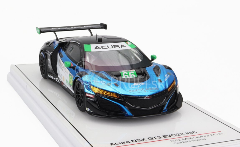 Truescale Acura Nsx Gt3 Evo22 3.5l Turbo V6 Team Gradient Racing N 66 24h Daytona 2022 K.simpson - T.bechtolsheimer 1:43 čierna biela modrá