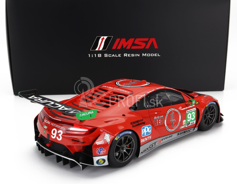 Truescale Acura Nsx Gt3 Evo22 Team Racers Edge N 93 Gtd Class 24h Daytona 2023 R.briscoe - D.formal - A.harrison - K.marcelli 1:18 Červená