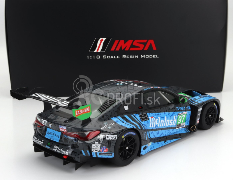 Truescale BMW radu 4 M4 Gt3 Team Turner Motorsport N 97 2nd Imsa Gtd Class Laguna Seca 2023 B.auberlen - J.edwards - B.spengler - C.hull 1:18 Blue Black