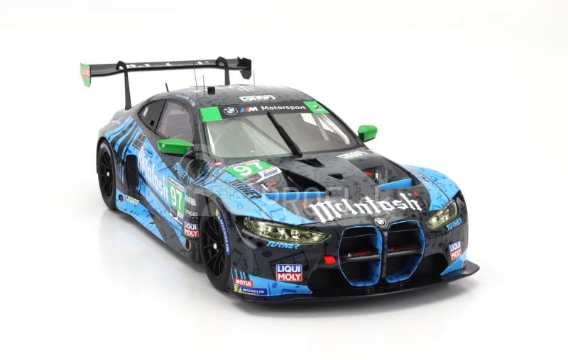 Truescale BMW radu 4 M4 Gt3 Team Turner Motorsport N 97 2nd Imsa Gtd Class Laguna Seca 2023 B.auberlen - J.edwards - B.spengler - C.hull 1:18 Blue Black