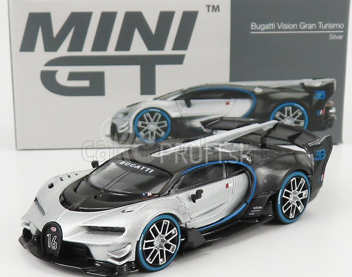 Truescale Bugatti Vision Gran Turismo N 16 Concept 2018 1:64 strieborná čierna