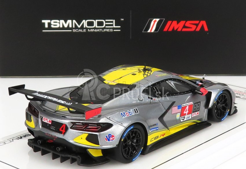 Truescale Chevrolet C8.r 6.2l V8 Team Corvette Racing N 4 2nd Gtlm Class 24h Daytona 2021 T.milner - A.sims - N.tandy 1:43 Žlto-sivá