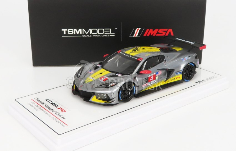 Truescale Chevrolet C8.r 6.2l V8 Team Corvette Racing N 4 2nd Gtlm Class 24h Daytona 2021 T.milner - A.sims - N.tandy 1:43 Žlto-sivá