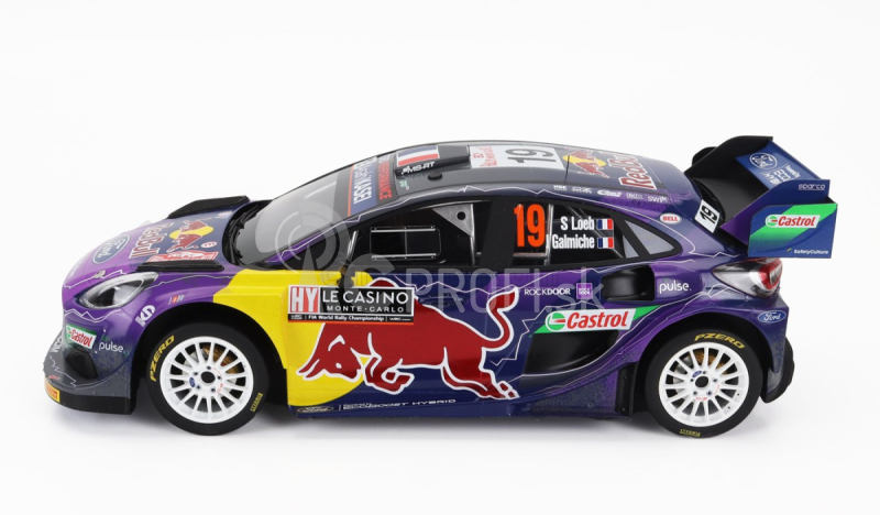 Truescale Ford england Puma Rally1 Red Bull Team Ford World Rally M-sport N 19 Winner Rally Montecarlo 2022 S.loeb - I.galmiche 1:18 Purple Yellow Black