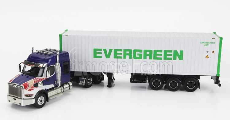 Truescale Western star 49x Truck Trasporto Container 40' Evergreen 1990 1:64 Modrá biela