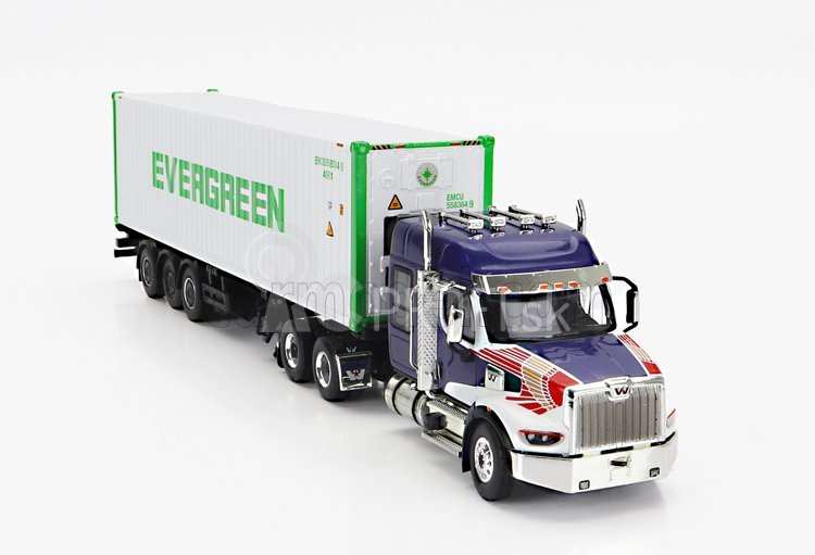 Truescale Western star 49x Truck Trasporto Container 40' Evergreen 1990 1:64 Modrá biela