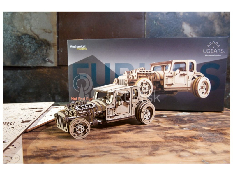 Ugears 3D drevené mechanické puzzle Hot Rod Furious