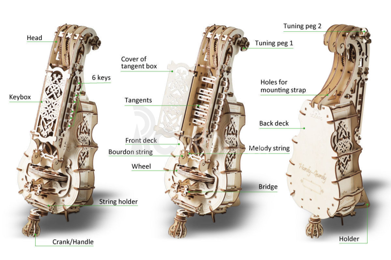 Ugears 3D drevené mechanické puzzle Hurdy-Gurdy