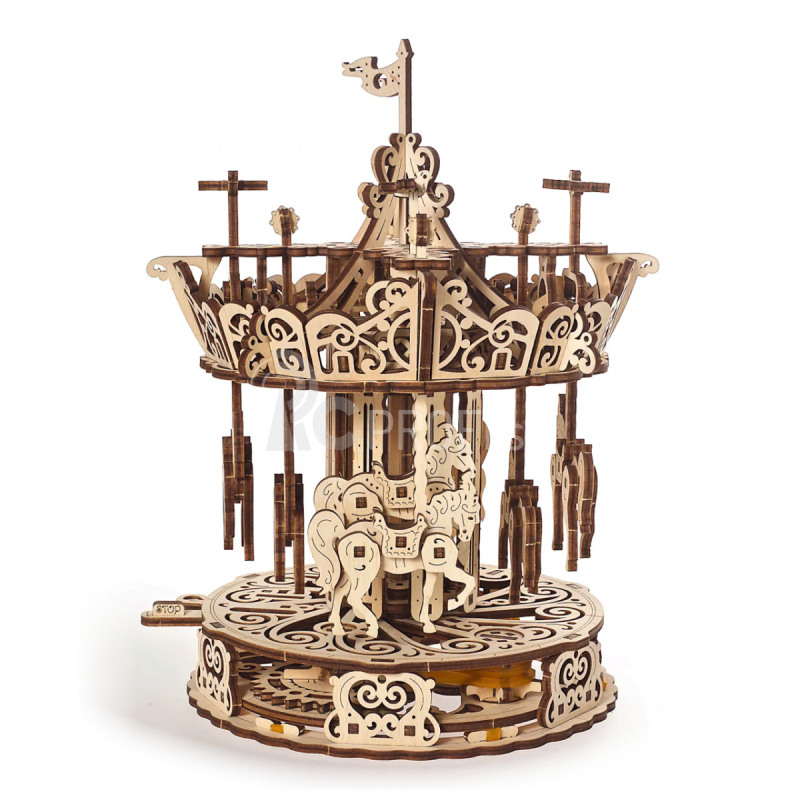 Ugears 3D drevené mechanické puzzle kolotoč