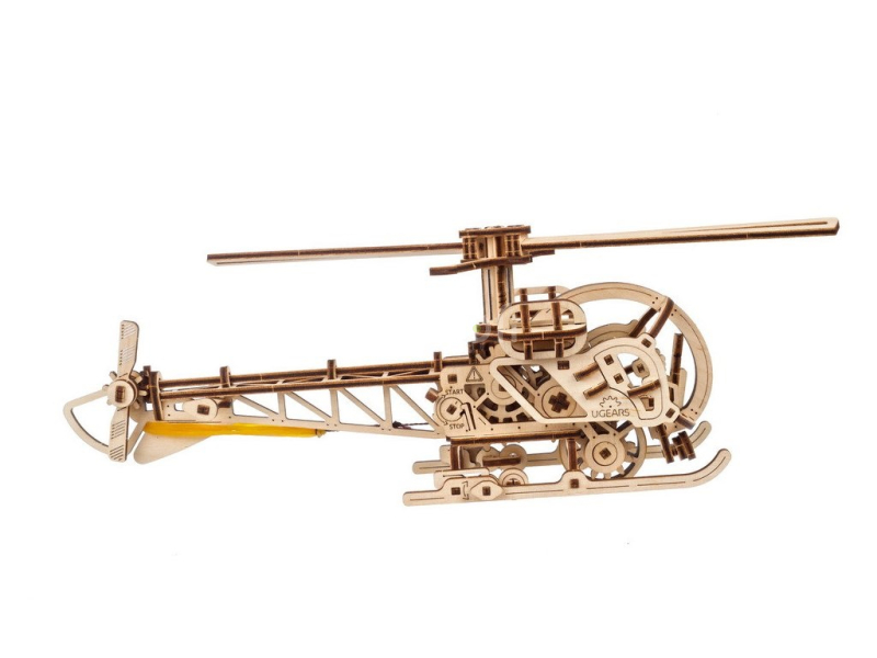 Ugears 3D drevené mechanické puzzle MINI Helikoptéra