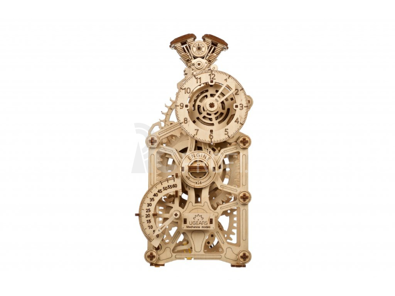 Ugears 3D drevené mechanické puzzle motorové hodiny