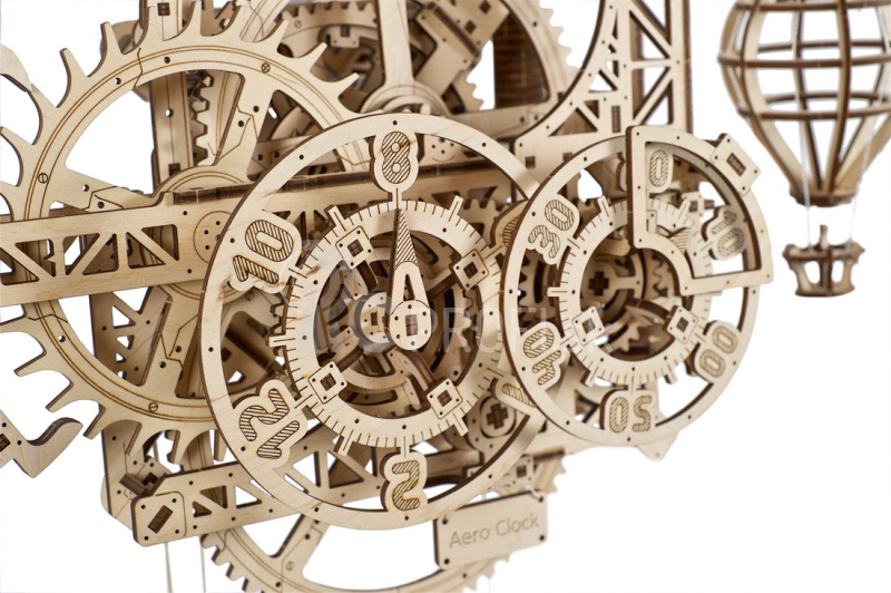 Ugears 3D drevené mechanické puzzle nástenné hodiny Aero