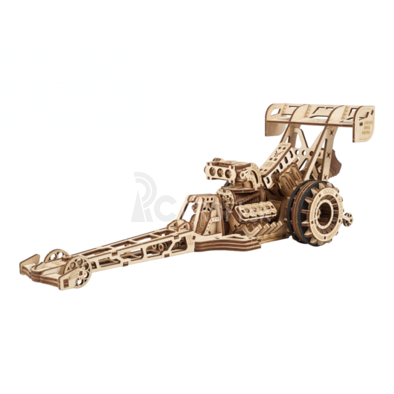 Ugears 3D drevené mechanické puzzle pretekárske auto (Dragster)