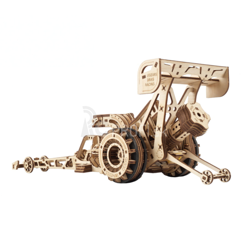 Ugears 3D drevené mechanické puzzle pretekárske auto (Dragster)