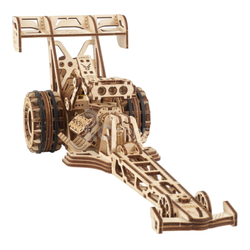 Ugears 3D drevené mechanické puzzle pretekárske auto (Dragster)