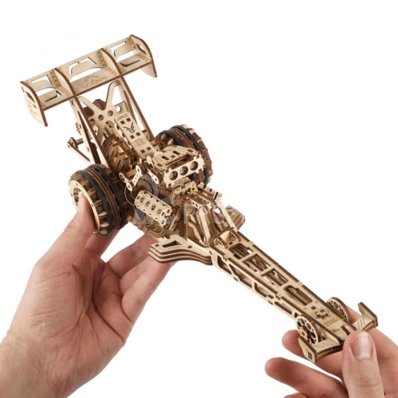 Ugears 3D drevené mechanické puzzle pretekárske auto (Dragster)