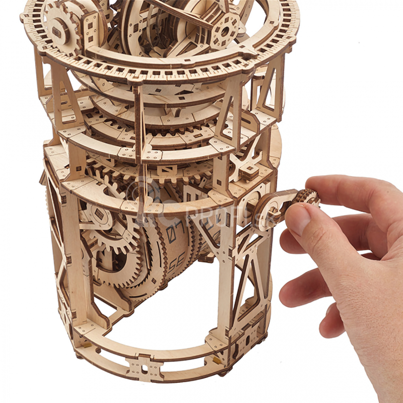 Ugears 3D drevené mechanické puzzle s hodinovým strojčekom a turbínovým zvonom