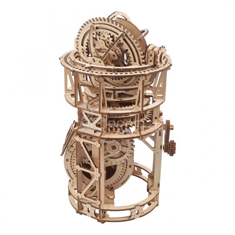 Ugears 3D drevené mechanické puzzle s hodinovým strojčekom a turbínovým zvonom