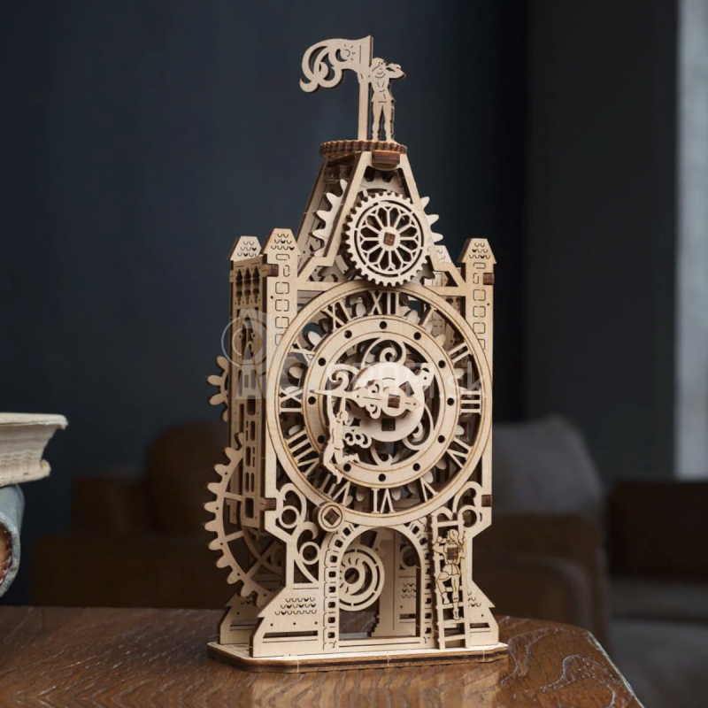 Ugears 3D drevené mechanické puzzle s vežovými hodinami