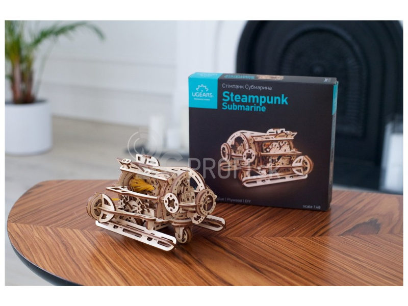 Ugears 3D drevené mechanické puzzle Steampunk ponorka