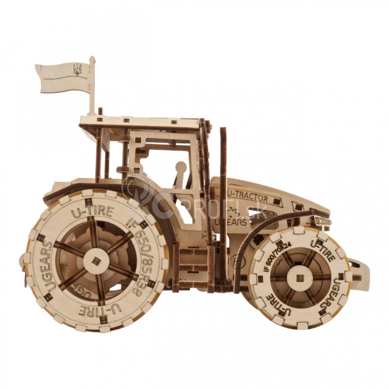 Ugears 3D drevené mechanické puzzle Traktor vyhráva