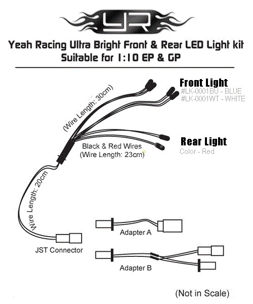 Ultra jasná sada F/R LED svetiel pre 1/10 (4x biele, 2x červené)