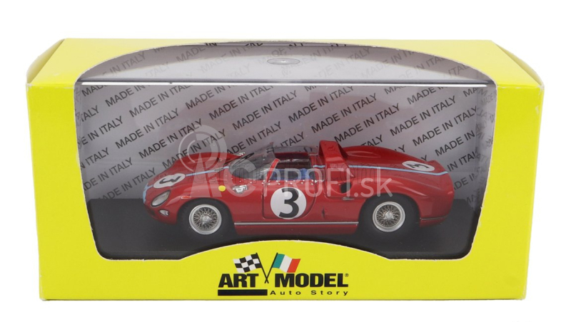 Umelecký model Ferrari 330p Spider N 3 Winner Tourist Trophy 1964 G.hill 1:43 Červená svetlomodrá