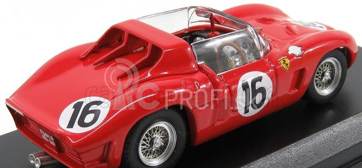 Umelecký model Ferrari Dino 268 Sp Ch. 0798 N 16 24h Le Mans Test 1962 Rodriguez - Bandini - Parkes - Gendebien - Mairesse 1:43 Červená