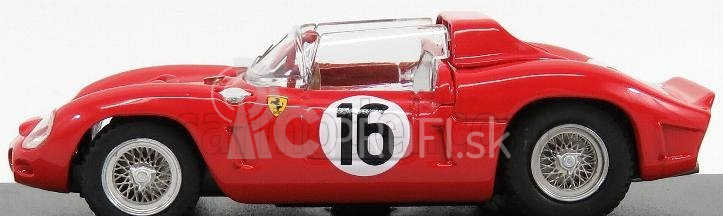 Umelecký model Ferrari Dino 268 Sp Ch. 0798 N 16 24h Le Mans Test 1962 Rodriguez - Bandini - Parkes - Gendebien - Mairesse 1:43 Červená