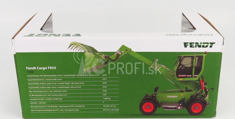 Universal hobbies Fendt T955 Nákladný teleskopický traktor 2010 1:32 Zelený