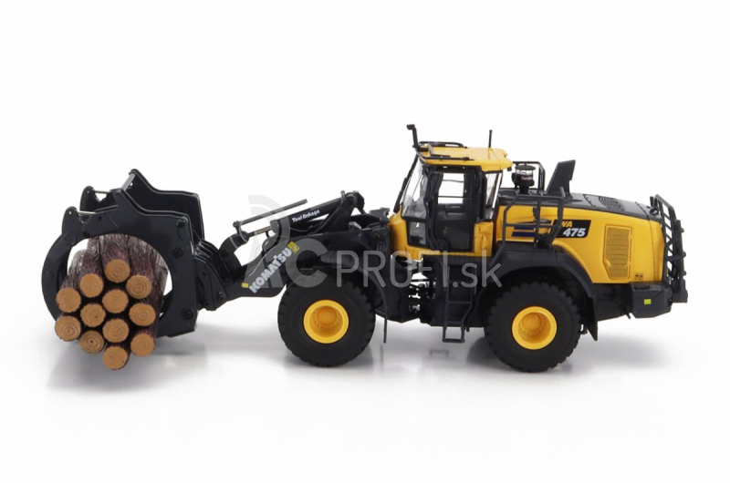 Universal hobbies Komatsu Wa475-10 Ruspa Gommata - škrabací traktor s drapákom na drevo 1:50 žltá čierna