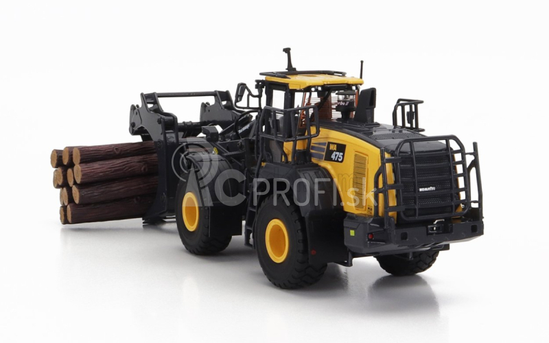 Universal hobbies Komatsu Wa475-10 Ruspa Gommata - škrabací traktor s drapákom na drevo 1:50 žltá čierna