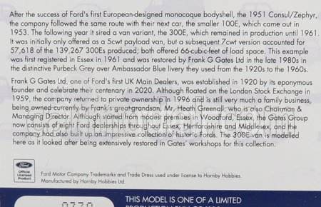 Vanguards Ford england 300e Thames Van Frank G.gates Ltd 1954 1:43 modrá sivá