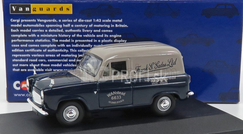 Vanguards Ford england 300e Thames Van Frank G.gates Ltd 1954 1:43 modrá sivá