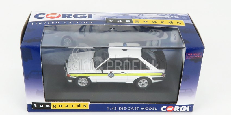 Vanguards Ford england Escort Mkiii Xr3i Police 1990 1:43 bielo žltá