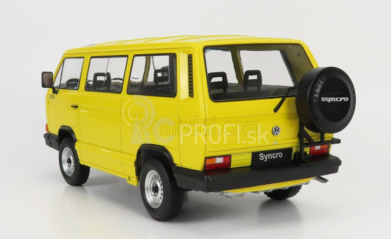 Volkswagen T3 Minibus Syncro 1987 v mierke 1:18 žltá