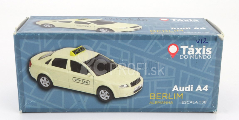 Welly Audi A4 Taxi Berlino Nemecko 2004 - poškodenie karty Box 1:38 Cream