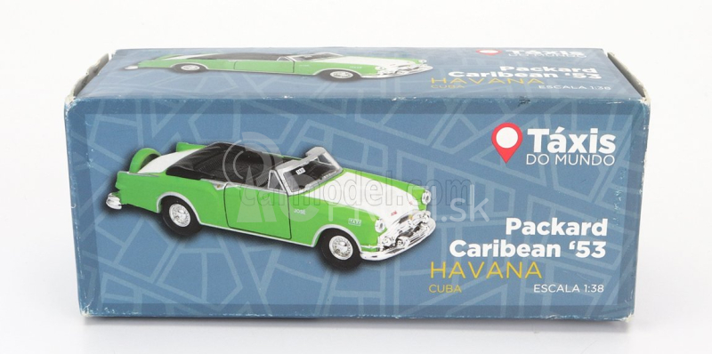 Welly Packard Caribean Cabriolet Taxi Havana Cuba 1953 - poškodenie kartónovej krabice 1:38 zelená biela